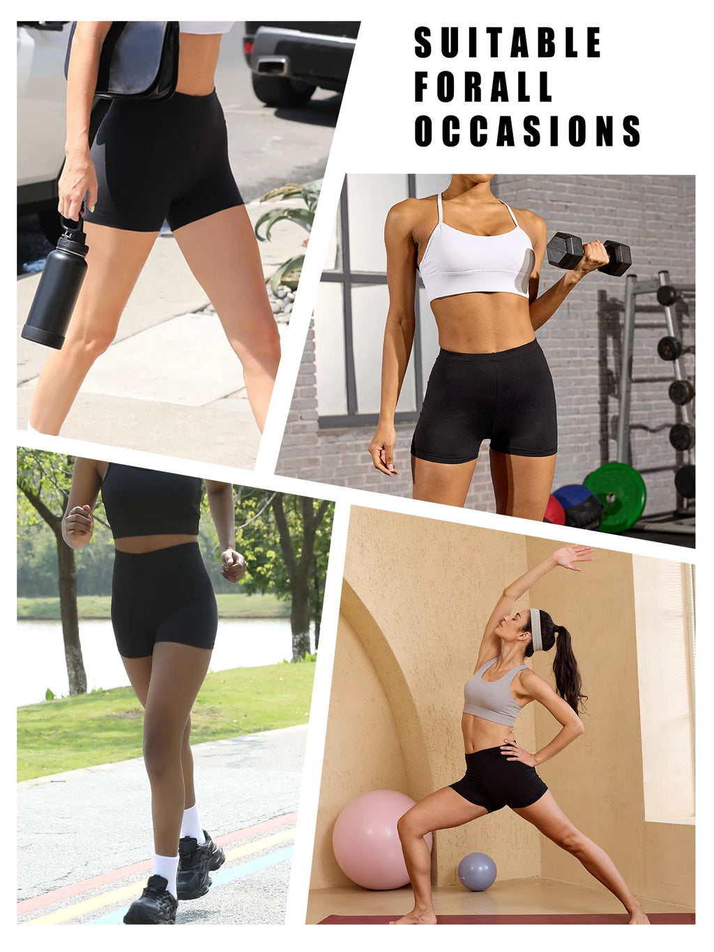 2 pack Super Soft Biker Shorts for Women, High Elasticity No See Through Workout Yoga Running Cycling Gym Fitness Sports Shorts