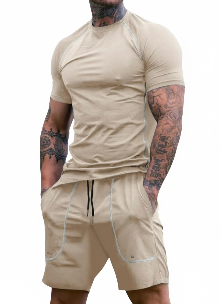 Men's Full Size Round Neck Short Sleeve T-Shirt and Shorts Set Plus Size