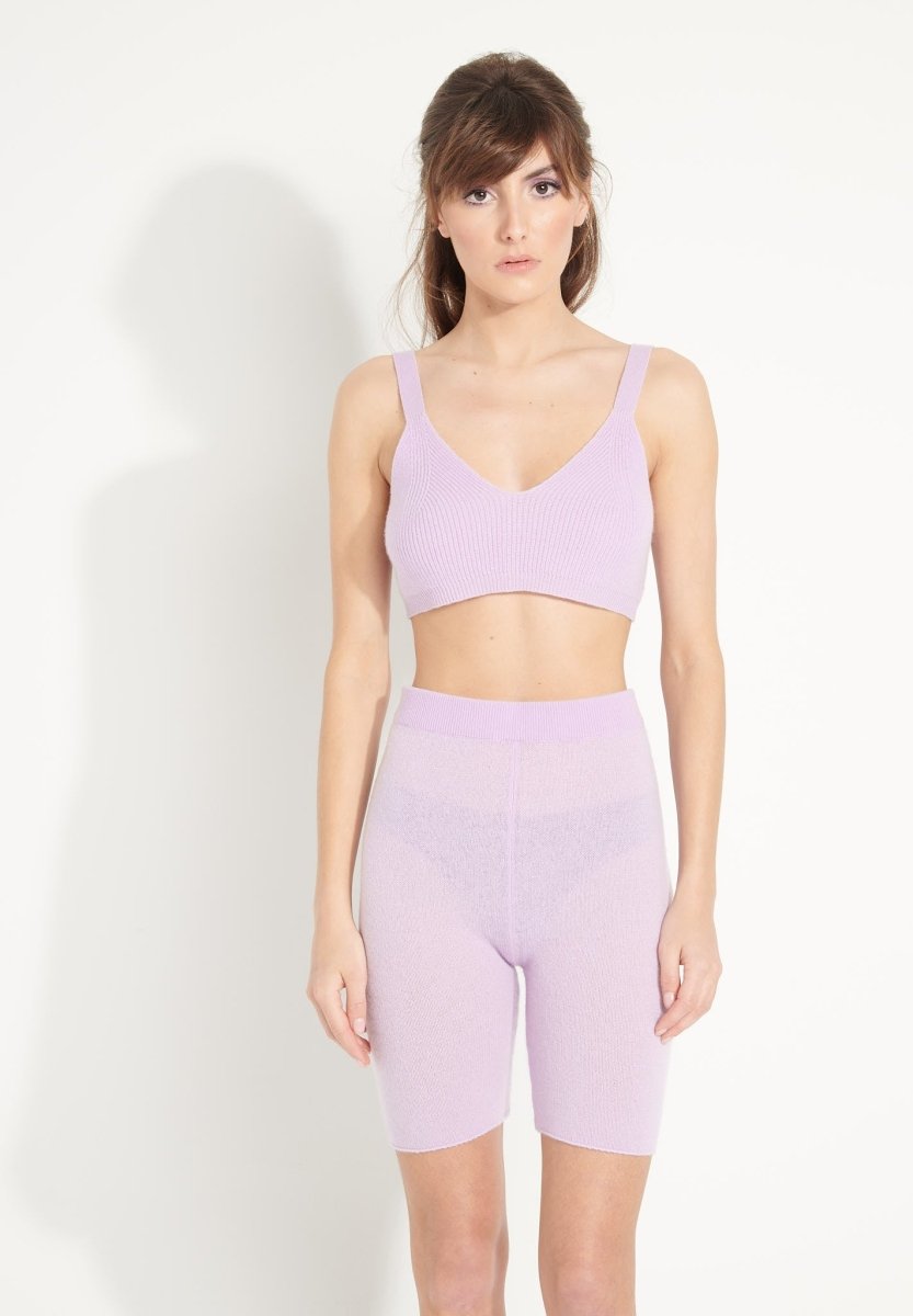 Short cycliste femme en cachemire lilas - AVA 16