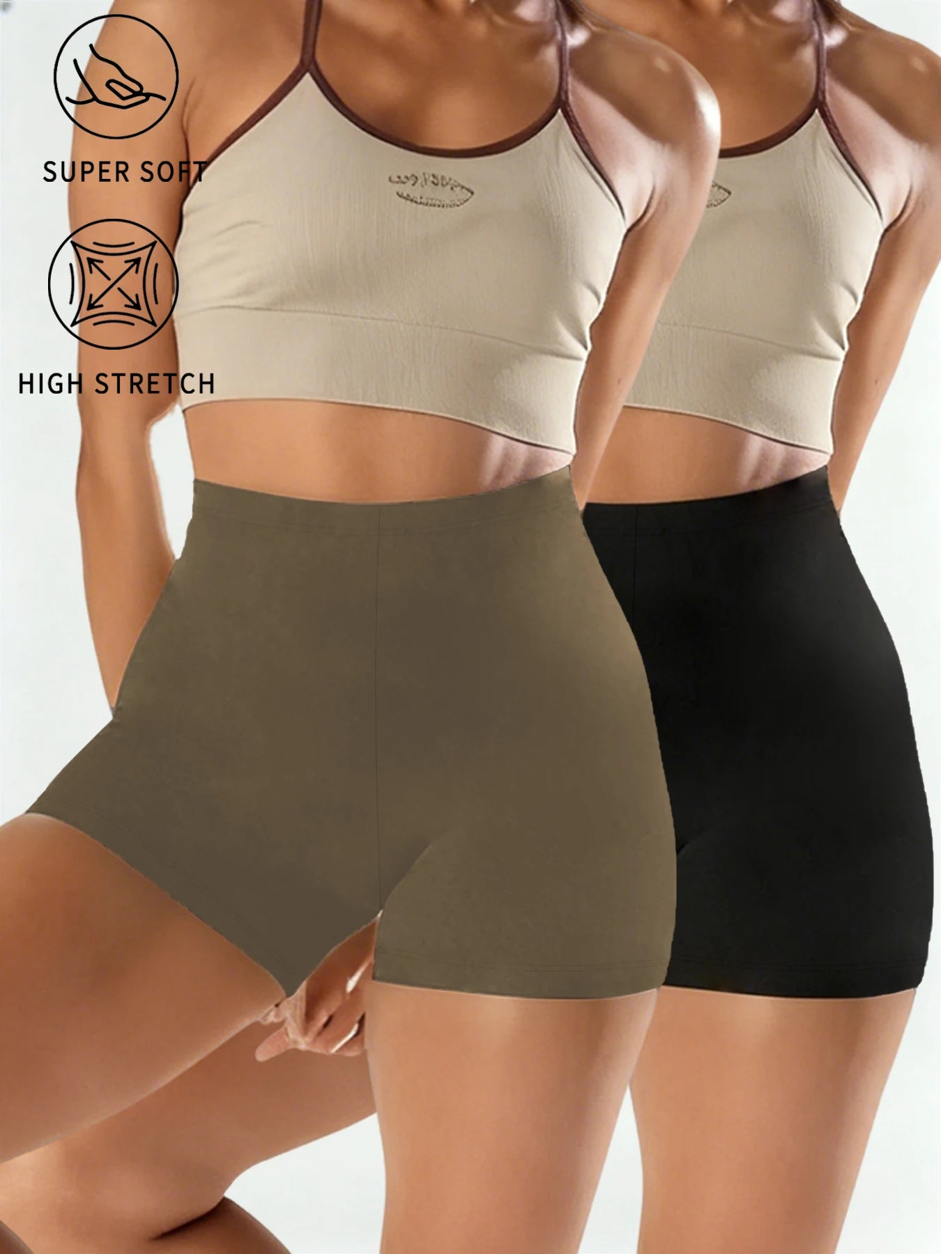 2 pack Super Soft Biker Shorts for Women, High Elasticity No See Through Workout Yoga Running Cycling Gym Fitness Sports Shorts