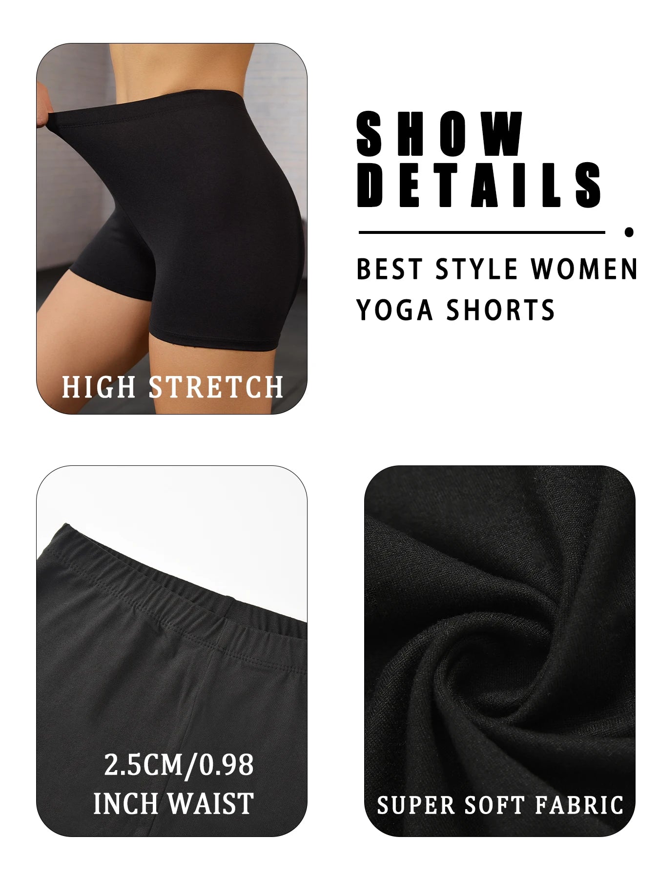 2 pack Super Soft Biker Shorts for Women, High Elasticity No See Through Workout Yoga Running Cycling Gym Fitness Sports Shorts