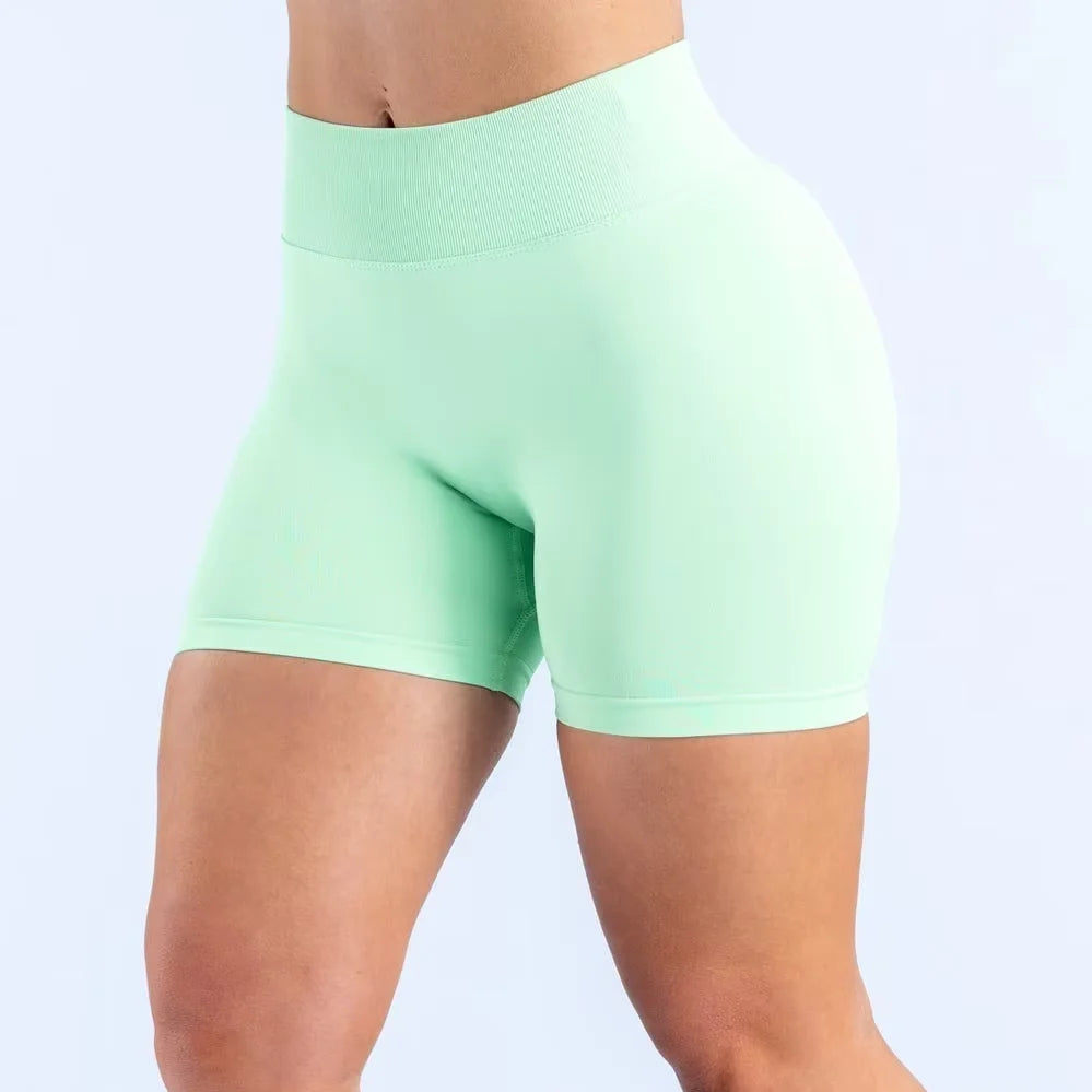 BLAZEMOVE Dynamic Shorts Gym Fitness Workout Clothes Pilates Sports Shorts High Waist Seamless Three Part Pants Yoga Shorts