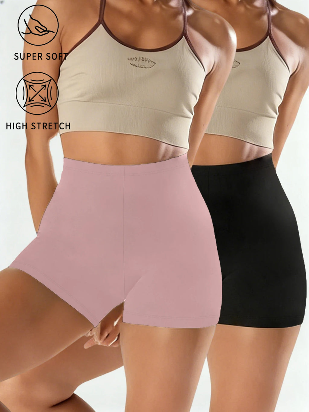 2 pack Super Soft Biker Shorts for Women, High Elasticity No See Through Workout Yoga Running Cycling Gym Fitness Sports Shorts