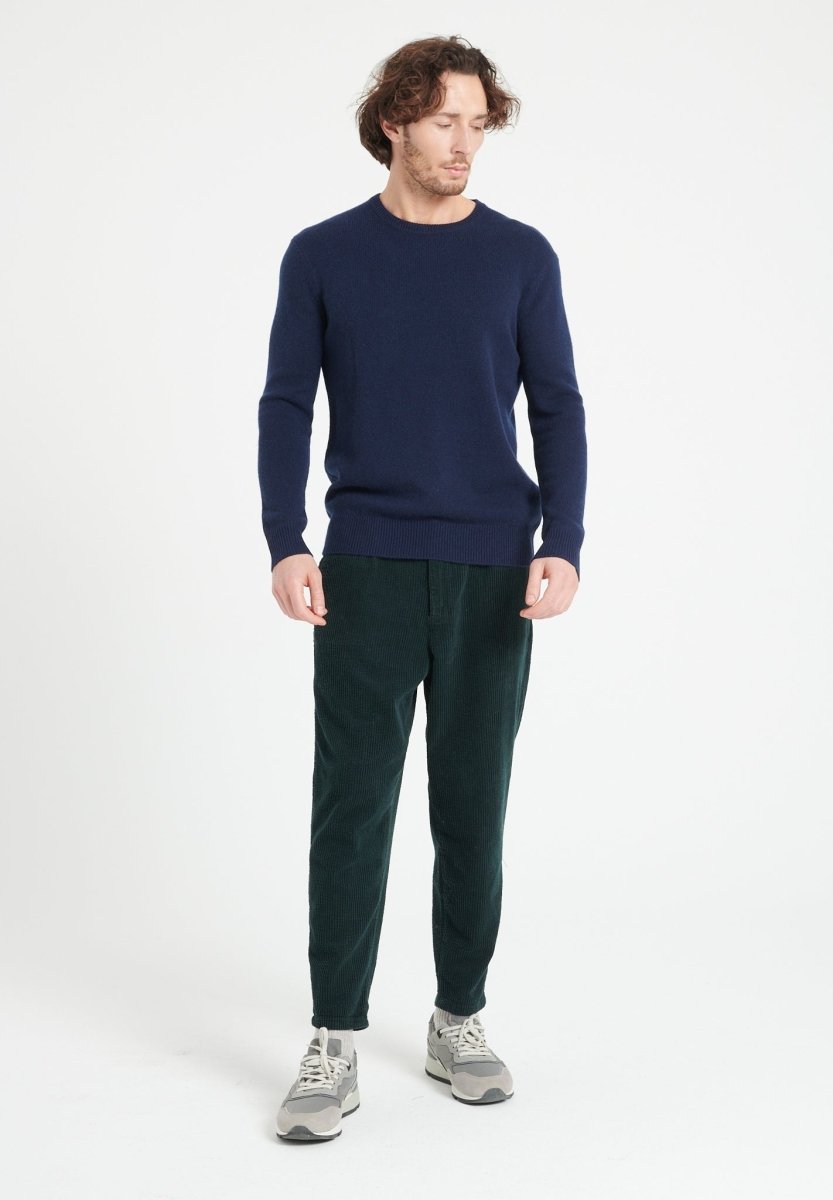 Pull col rond homme en cachemire 4 fils bleu marine - LUKE 14