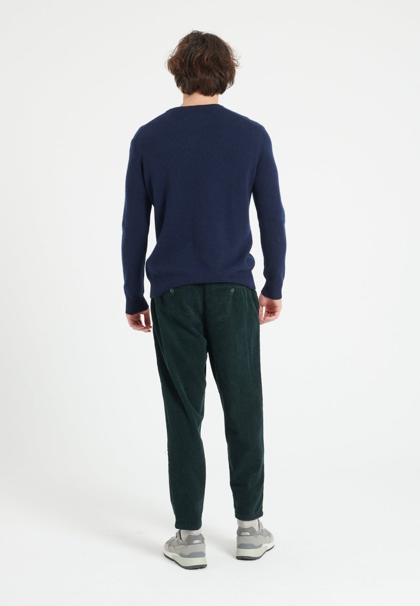 Pull col rond homme en cachemire 4 fils bleu marine - LUKE 14