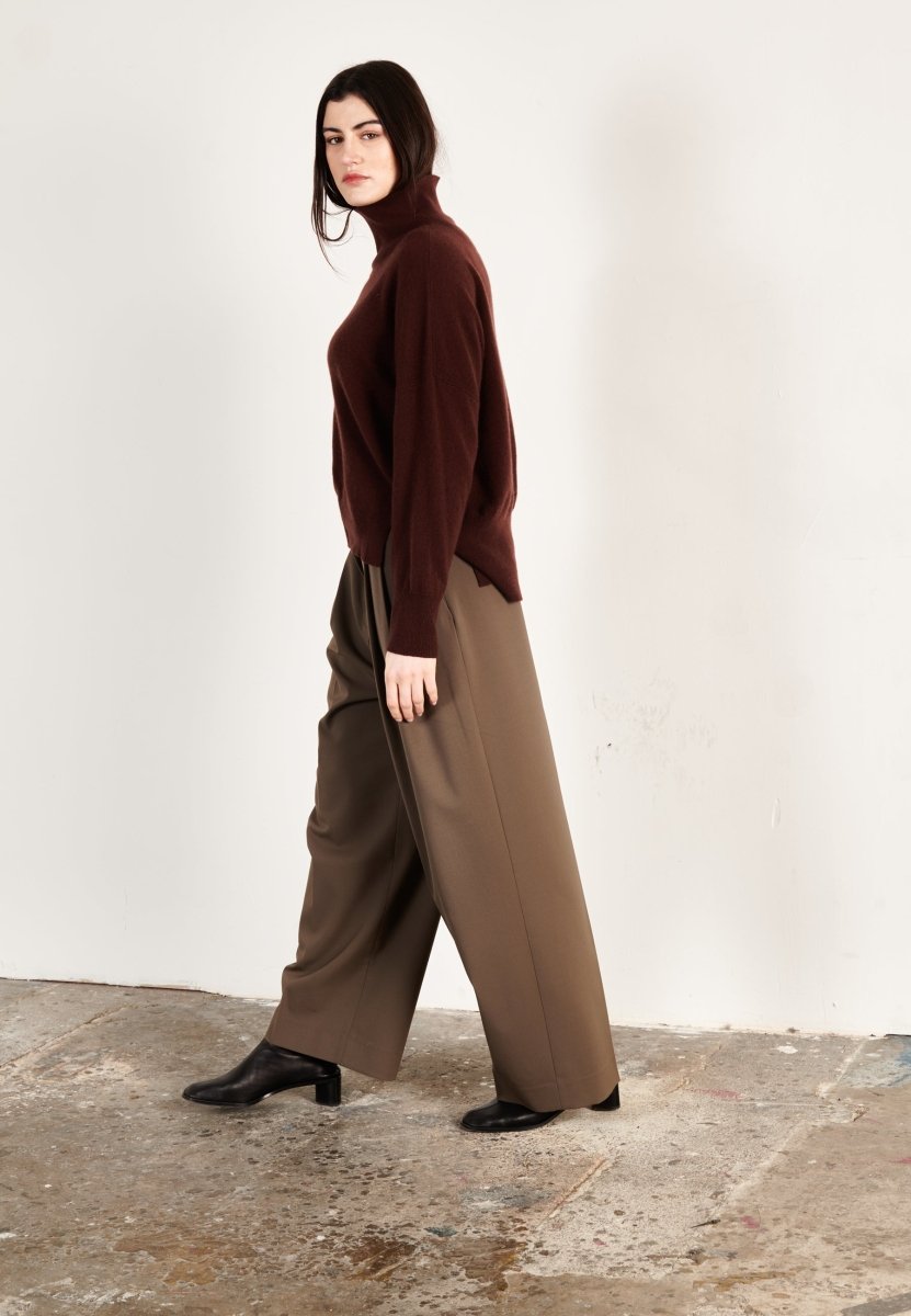 Pull col montant femme en cachemire marron - ZAYA 13